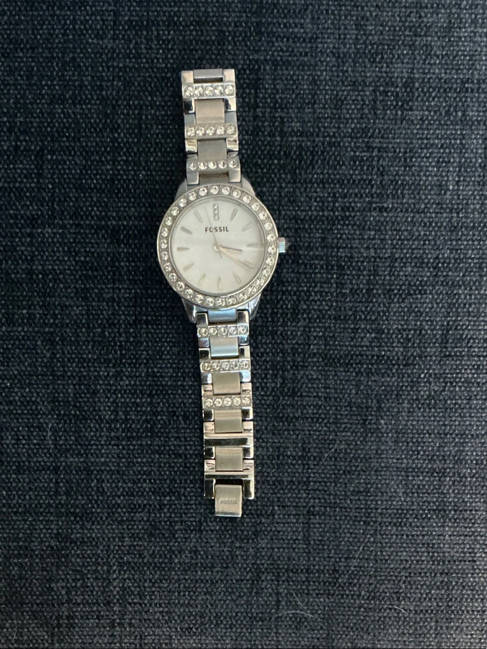 Fossil Women's Silver Crystal-Embellished Bracelet Watch